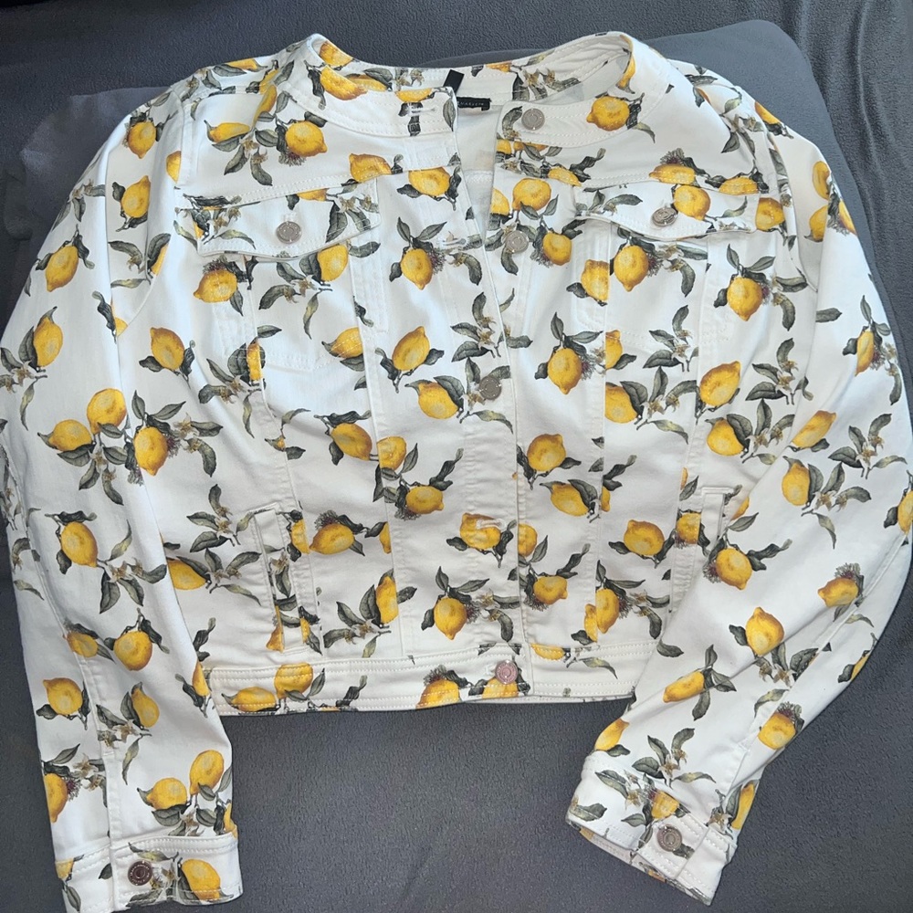 Lemon Print Denim Trucker Jacket
